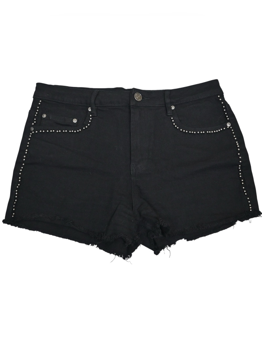 Almost Famous Women's 11 Black Cut-Off Jean Short Studded Detail